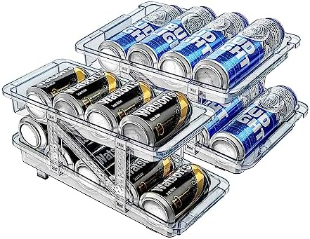 Xicennego Set of 2 Adjustable Soda Can Organizer for Refrigerator, Cabinets, Countertops, Beverage Can Dispenser for Fridge, for Standard Cans, Skinny Cans, And Tall Cans (Blue) by Xicennego