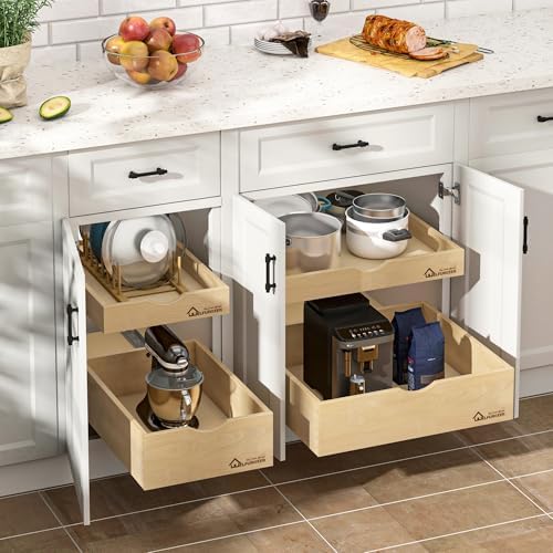 WelFurGeer Soft Close Pull Out Drawers for Kitchen Cabinets, 32" W x 21" D Pull Out Cabinet Organizer, Cabinet Drawers Slide Out, Slide Out Drawers for Kitchen Cabinets, Cabinet Pull Out Shelves - Image 2