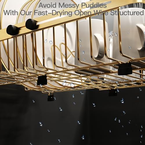 MAJALiS Gold Dish Drying Rack Over The Sink with Utensil Holder - Image 3