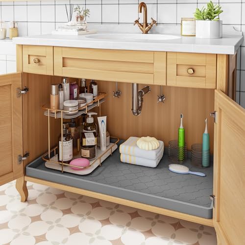 Jin&Bao Under Sink Mat 40" x 19" Waterproof Silicone Cabinet Kitchen Liner - Image 5