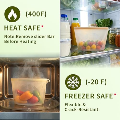 12-Packs Slider Reusable Silicone Food Storage Bags, 100% Silicone Stand-Up Wide-Open Leakproof Reusable Storage Bags for Food, Freezer Microwave Oven Dishwasher Safe, Eco-Friendly, Mixed 4L 4S 4XS - Image 5