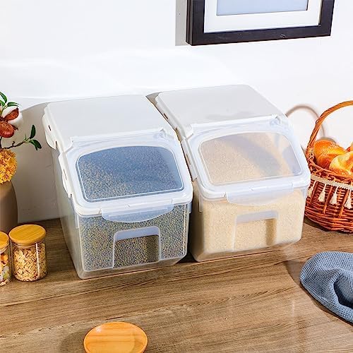 Umigy 4 Pack Rice Storage Container Flour Storage Bin with Wheels White Plastic Airtight Lid Boxes for Dog Pet Food Cereal Grain Dry Food (10 Liter / 20 lbs) - Image 5