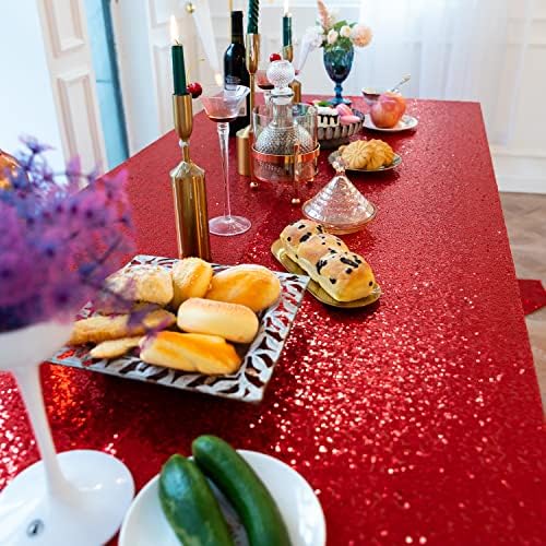 JYFLZQ Red Sequin Tablecloth Glitter Table Cover 50x50 Inch Square - Image 3