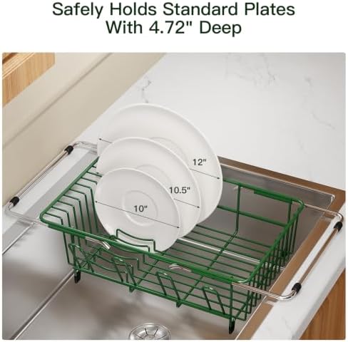 MAJALiS Green Dish Drying Rack Over The Sink with Utensil Holder - Image 7