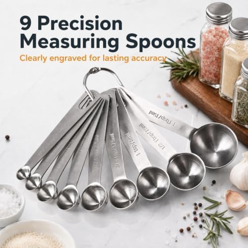 21PCS Mixing Bowls with Lids Set, 7 Mixing Bowls & 14 Measuring Spoons, Stainless Steel Nesting Bowls for Baking & Cooking Prepping Space Saving Storage, Kitchen Essentials, 0.6-5.5QT - Image 5