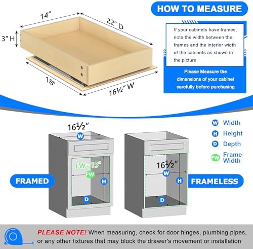 WelFurGeer Soft Close Pull Out Cabinet Organizer, 14" W x 22" D Pull Out Drawer for Cabinet, Bottom Mount Pull Out Drawers for Kitchen Cabinets, Durable Pullout Drawers for Home & Kitchen Organization - Image 3