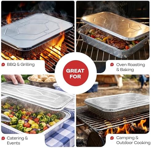 IDL Packaging Aluminum Foil Lids for Full Size Aluminum Steam Table Pans - 21" x 13" (pack of 25) - Disposable Cover for Aluminum Grill Pans - Oven & Freezer Safe - Durable Top for Aluminum Foil Pan - Image 5