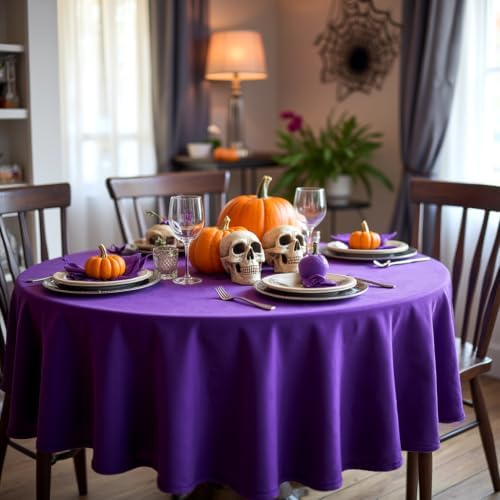 sancua Round Tablecloth, 80 Inch, Purple - Image 2