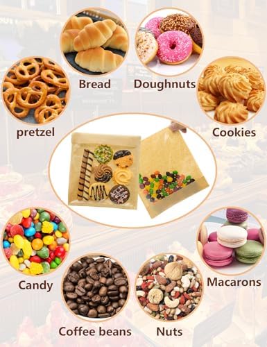 800 Pack Self Sealing Cookie Bags with Seal, 5.9x6.5 Inch Paper Bakery Bags with Window, Grease Resistant To Go Sleeves for Packaging Donut, Snack, Scone, Browni, Small Pastries and other Treats - Image 4
