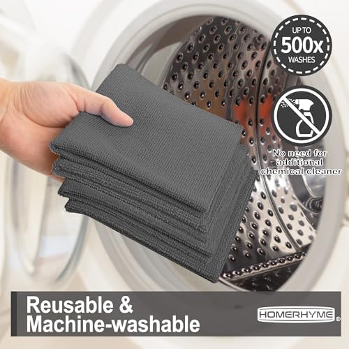 Microfiber Cleaning Cloth, 12 Pack Grey Cleaning Rags,12" X 11" Lint Free Dish Towels Wash Cloths, Reusable Microfiber Towels for Home and Kitchen Bathroom Apartment Cleaning Supplies - Image 7