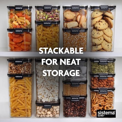 Sistema Tritan Ultra Airtight Pantry & Kitchen Storage Containers, 3-Pack, Clear Stackable Square Food Storage, BPA-Free, Dishwasher & Freezer-Safe (Microwave-Safe Without Lid) - Image 6