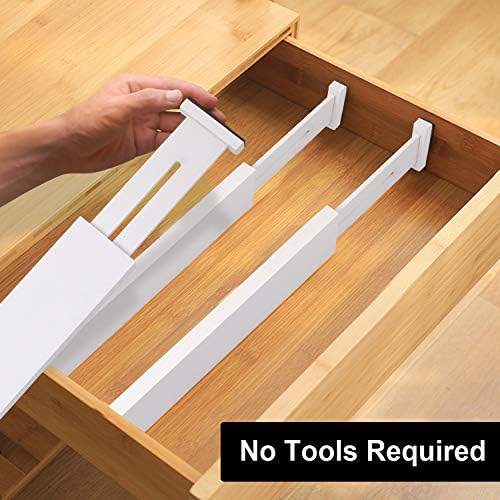Bamboo Drawer Dividers, Adjustable Drawer Organizers, Fits 12.6–16" Drawers | 2.5" High, 4 Pack Expandable Drawer Separators for Kitchen, Nursery, Dressers & Office Storage, White - Image 6