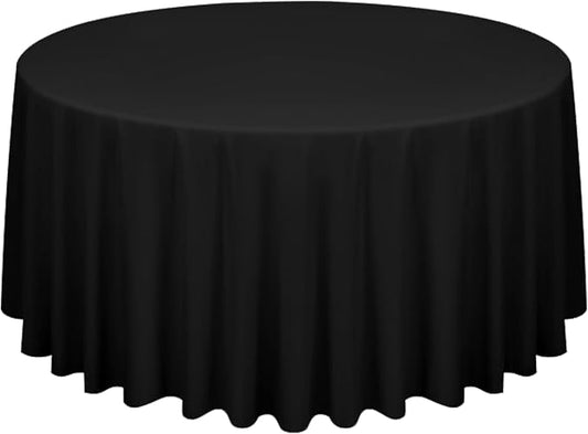 1 Pack Black Round Tablecloths, Diameter of 120 inch by FXKS