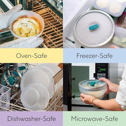Anyday 8-Pc Microwave Cookware Food Storage Set, Glass Lids (Blueberry) | Microwave-Safe Reheating, Cookware, Plastic-Free Containers, Stackable Airtight Steamer, Vented Lid, Steaming Vegetables - Image 7