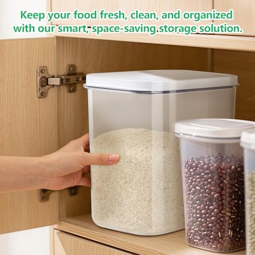 Airtight Rice Container 25 Lbs with Handle and Cup – 12.68Qt Large Flour Sugar Storage Container with Pop Up Seal & Hanging Lid Hooks, Clear Tall Food Storage Bin for Kitchen Pantry Organization - Image 7