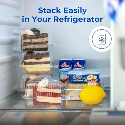 Fit Meal Prep 300 Pack Cake Slice Plastic Containers with Lids - Single 5” Clear Medium Dome Hinged Lid Cheesecake Container, Pie, Food Box, Take Out Togo Packaging for Home, Bakery and Cafe Business - Image 5