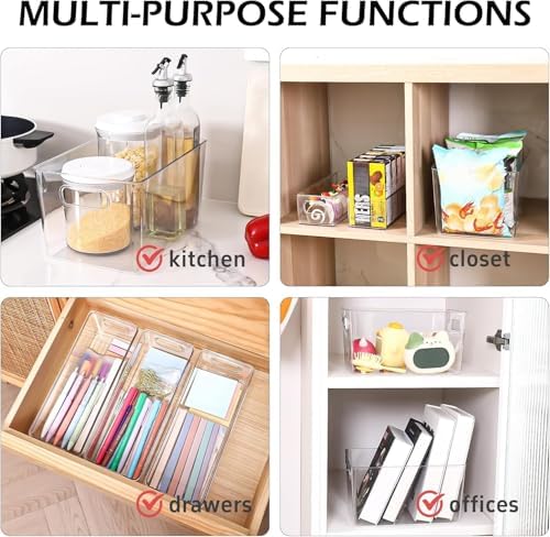Clear Plastic Storage Bins 8 Pack - Pantry Organizers and Storage, Fridge Organizer for Kitchen, Cabinet, Freezer, Bathroom, Clost, Home Organization - Image 4