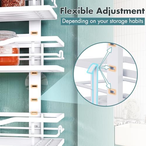 Eastherry Over The Door Pantry Organizer，6-Tier Over The Door Organizer with Adjustable Basket，Metal Hanging Pantry Organizers and Storage for Kitchen, Back of Door Seasoning Rack (White) - Image 6