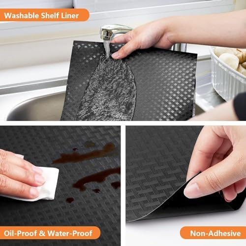 Shelf Liners for Kitchen Cabinets Non Adhensive, Black 35.4"× 236.2" - Image 4