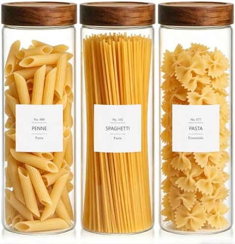KEYWING 64oz Pasta Storage Containers with Lids, Glass Spaghetti Containers by KEYWINGDirect