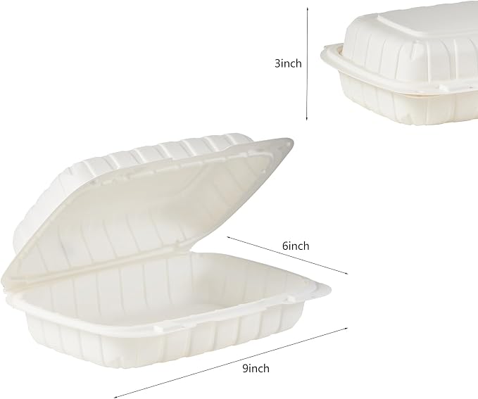 Jaluxing 9X6 1-Compartment 50-Pack Plastic Clamshell Food To Go Box Containers Carryout For Sandwich Salad Heavy Duty Disposable Hinged With Secure Snap Lid (Formerly FULING) - Image 2