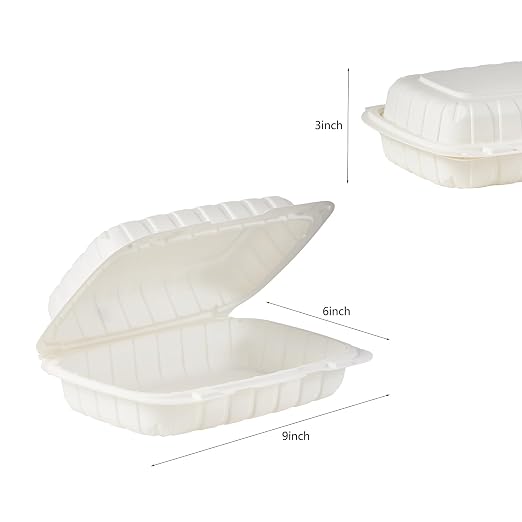 FULING 9X6 1-Compartment 50-Pack Plastic Clamshell Food To Go Box Containers Carryout For Sandwich Salad Heavy Duty Disposable Hinged With Secure Snap Lid - Image 2