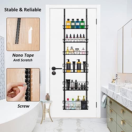 Churboro 6 Tier Over Door Pantry Organizer, 2-in-1 Adjustable Spice Rack - Image 5