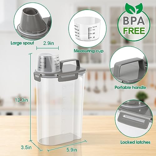TBMax Rice Container Cereal Storage Container 2 Pack 5 Lbs, Kitchen Pantry Dry Food Storage Holder with Easy-Pouring Spout & Handy Cup, Small Pet Dog Cat Food Dispenser for Daily Feeding -Grey - Image 5