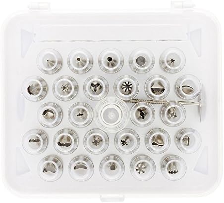 Restaurantware Cake Decorating Tips Set 28-Piece Set of Stainless Steel Icing Nozzles, Durable Pastry Bag Tools, Rust-Resistant Dessert Decoration Kit, Silver - Image 2