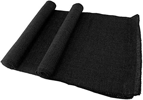 BambooMN Black 15" x 88" Vintage Burlap Table Runner for Rustic Wedding Bridal Shower Bachelorette Graduation Party Table Decor Decorations, 6 Pieces by BambooMN
