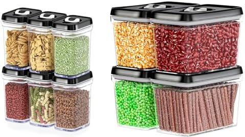 DWËLLZA KITCHEN 6 Airtight Food Storage Containers - Pantry Snacks Kitchen Container, and 4 Piece Baking Supplies, 4LB Sugar & Flour Canisters for Pantry Organization and Storage by DW%C3%8BLLZAKITCHEN