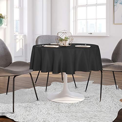 sancua Round Tablecloth 48 Inch Fits 20-36 Inch Tables, Black - Image 3