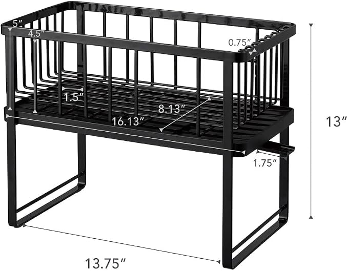 YAMAZAKI Home Tower Two-Tier Adjustable Dish Drainer Rack, Compact Drying Rack with Hooks, Utensils Holder - Steel - - Image 8