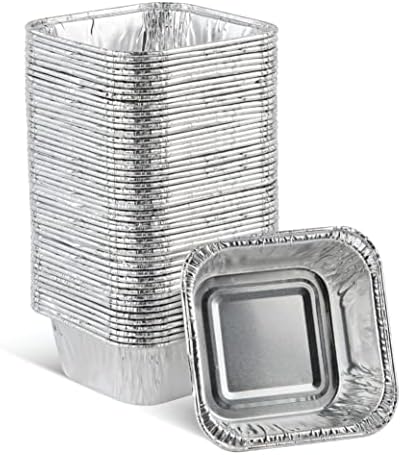 PLASTICPRO Disposable 3'' X 3 X 2'' Inch Square Aluminum Tin Foil Baking Pans Bakeware - Cookware Perfect for Baking Cakes,Brownies,Bread, Meatloaf, Lasagna, Pack of 50 by PLASTICPRO