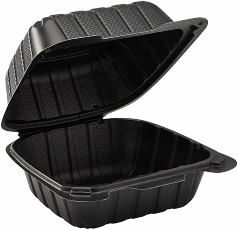 KARAT EARTH Clamshell Take Out Food Containers [6"x6" - 400 ct] To Go Containers | Microwavable, Freezer Safe, Soak-Resistant, Durable, Stackable | Vented for Hot/Cold Foods, White by KaratEarth