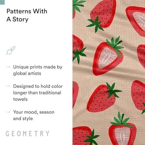 GEOMETRY Spring Kitchen Towels - Quick Dry Microfiber Cloth Spring & Summer Dish Towels for Kitchen Drying - Premium Quick Dry Towel - Strawberry Shortcake, 18" x 30" - 1-Pack - Image 5