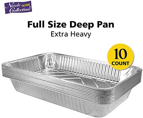 Aluminum Pans Full Size, Large Disposable Roasting & Baking Pan, 21"x13" Deep Foil Pans (10 Pack) Extra Heavy Duty Chafing Trays for Hotels, Restaurants, Caterers, Steam Table, Buffets & Bakeware - Image 2