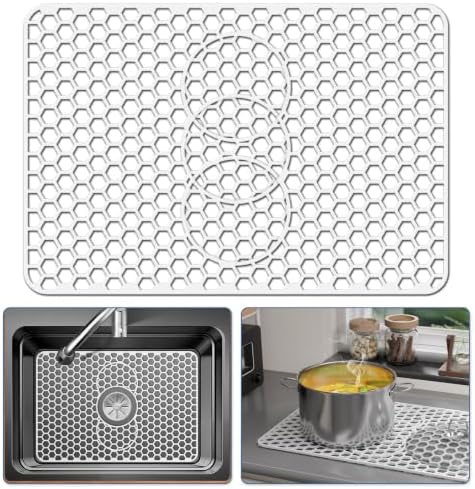 Bestjing Silicone Sink Protectors for Kitchen Sink - 19''x 13'', White by Bestjing