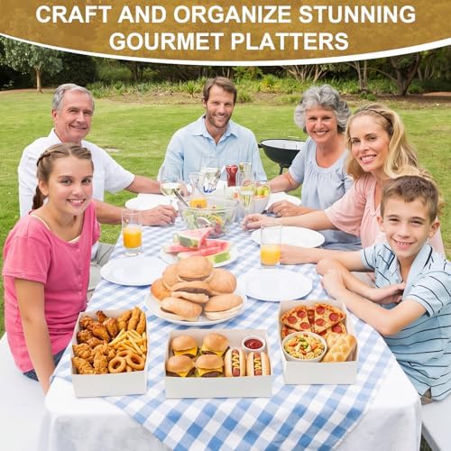 Chinco 100 Pieces Paperboard Kraft Food Trays 4 Corner Pop up Food Tray Disposable Foldable Cardboard Movie Night Snack Party Container Box for Holding Drink at Stadiums or Theaters (White) - Image 4
