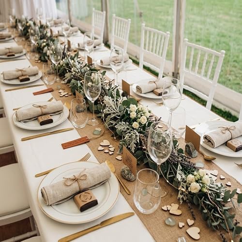 4 Pack Natural Burlap Table Runners (12 x 72 Inch) | Rustic Jute Table Runners for Wedding, Farmhouse, Thanksgiving, Coffee Table Decor Cover, Fall Décor & Parties - Image 5
