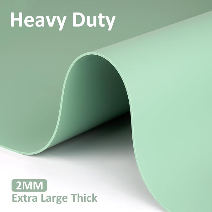 Silicone Mats for Kitchen Counter, Nonslip Silicone Mats for Crafts Countertop Protector Heat Resistant Mat (78.7” x 24” x 0.08”, Light Green) - Image 3