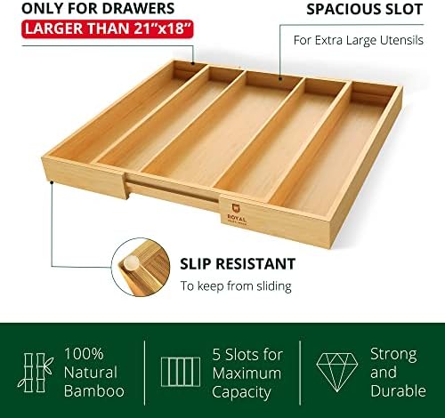 ROYAL CRAFT WOOD Luxury Bamboo Kitchen Drawer Organizer - Expandable Utensil Organizer for Drawer - Multi-Use Drawer Organizer Set - Image 6