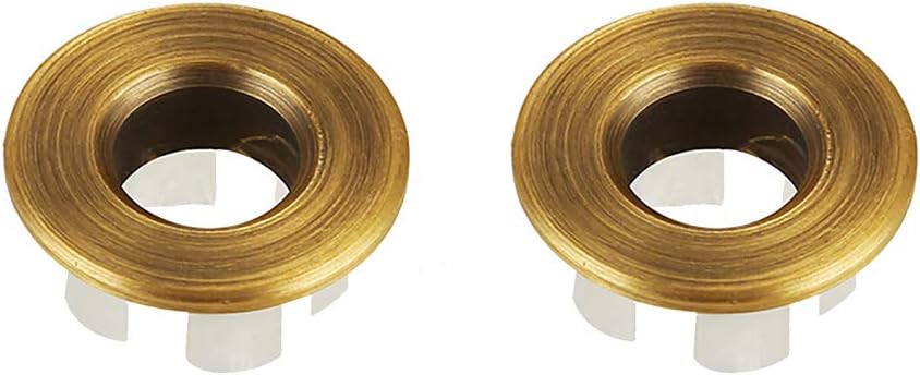 Sink Basin Trim Overflow Cover Brass Insert in Hole Round Caps Antique Brass 2 PCS