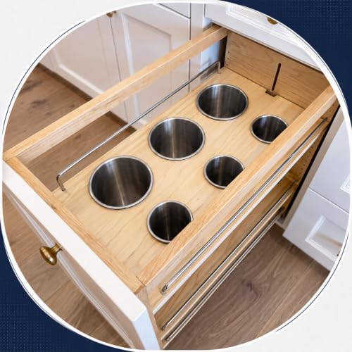 6 Pack Utensil Holder Stainless Steel Set, Kitchen Countertop Cutlery Organizer Cylinders for Spoons, Spatulas & Cooking Tools, Silver Metal Utensil Caddy (3 Large + 3 Small) - Image 4