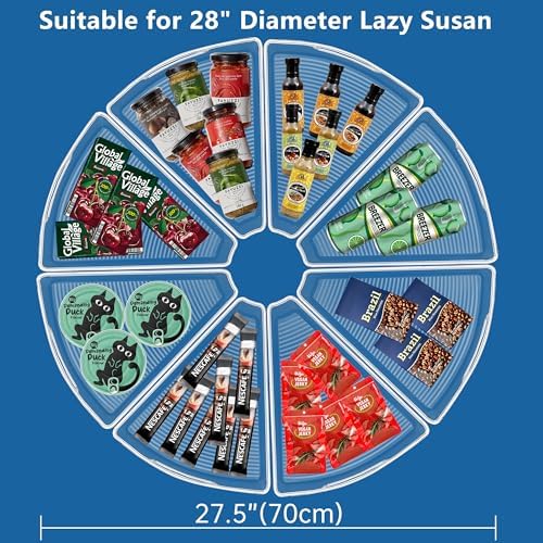 JOWBOOW Lazy Susan Organizer Bins for 28"-29" Diameter Corner Cabinet Lazy Susan, 8 Pack, Clear Plastic Cabinet and Pantry Storage Bin, 1/8 Wedge-Food Safe, BPA Free - Image 3