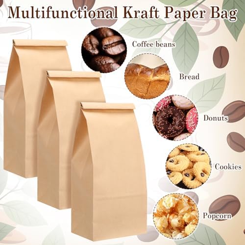 Epakh 80 Pcs 2 lb Kraft Coffee Bags 32oz Resealable Coffee Bean Paper Bag - Image 4