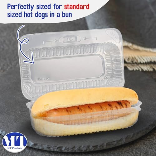 MT Products Plastic Hot Dog Container - 6.5" x 2.75" x 2.6" - Take Out Containers with Hinged Lid for Salads, Desserts, Sandwiches, and Cookies (Pack of 480) - Made in USA - Image 6