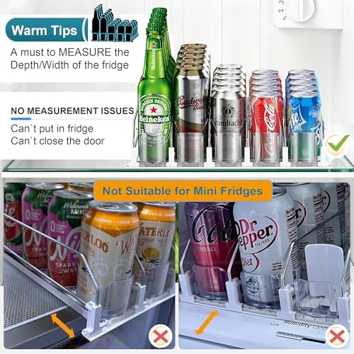 Upgraded Drink Organizer for Fridge, Space-Saving Fridge Drink Organizer, Automatic Pusher Glide and Adjustable Width Drink Dispenser for Fridge - Holds Up to 20 Cans (5 Rows White) - Image 4