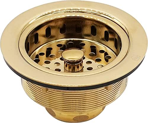Westbrass A214-01 3-1/2" Post Style Large Kitchen Sink Basket Strainer, Polished Brass by Westbrass