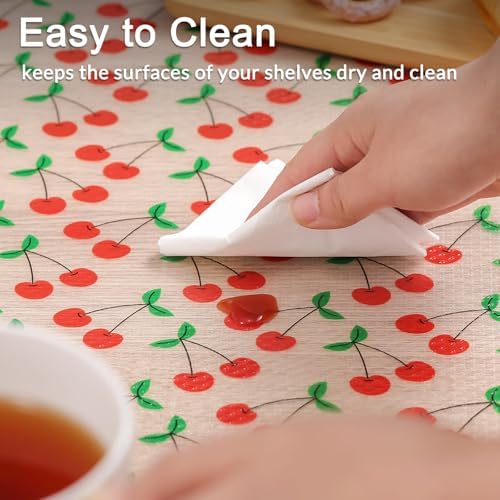 Cooyes Shelf Liner, Non-Adhesive Waterproof Shelf Paper with Fruit Pattern, Easy to Cut and Durable EVA Cabinet & Drawer Mat for Kitchen (23.6 Inch W x 236 Inch L, Red Cherry) - Image 6
